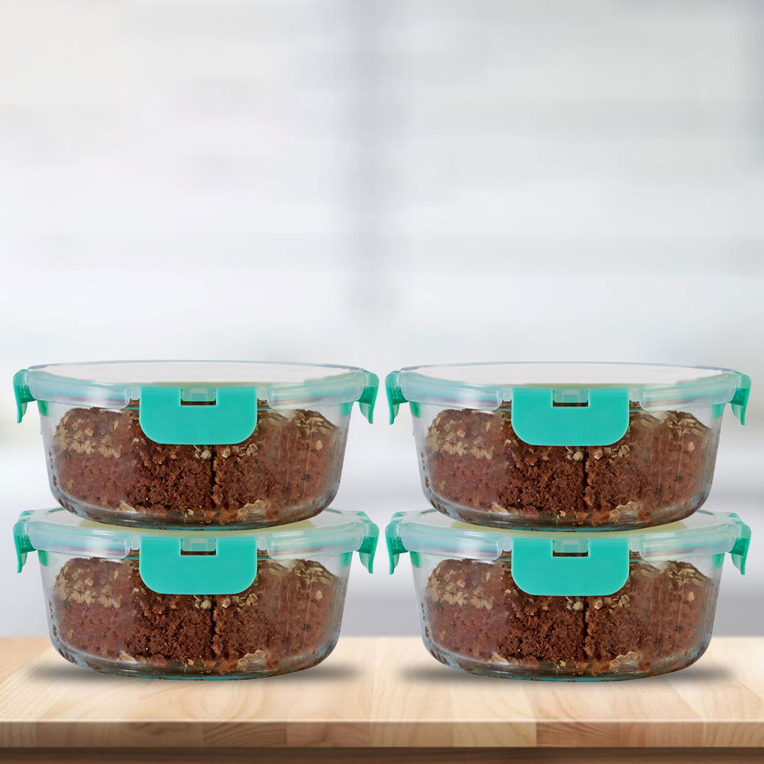 930ml x 4 Allo FoodSafe Microwave Oven Safe Glass Container with Break Free Detachable Lock - Allo Innoware