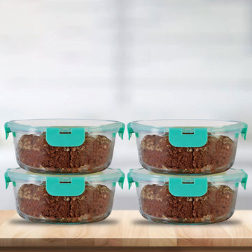 930ml x 4 Allo FoodSafe Microwave Oven Safe Glass Container with Break Free Detachable Lock - Allo Innoware