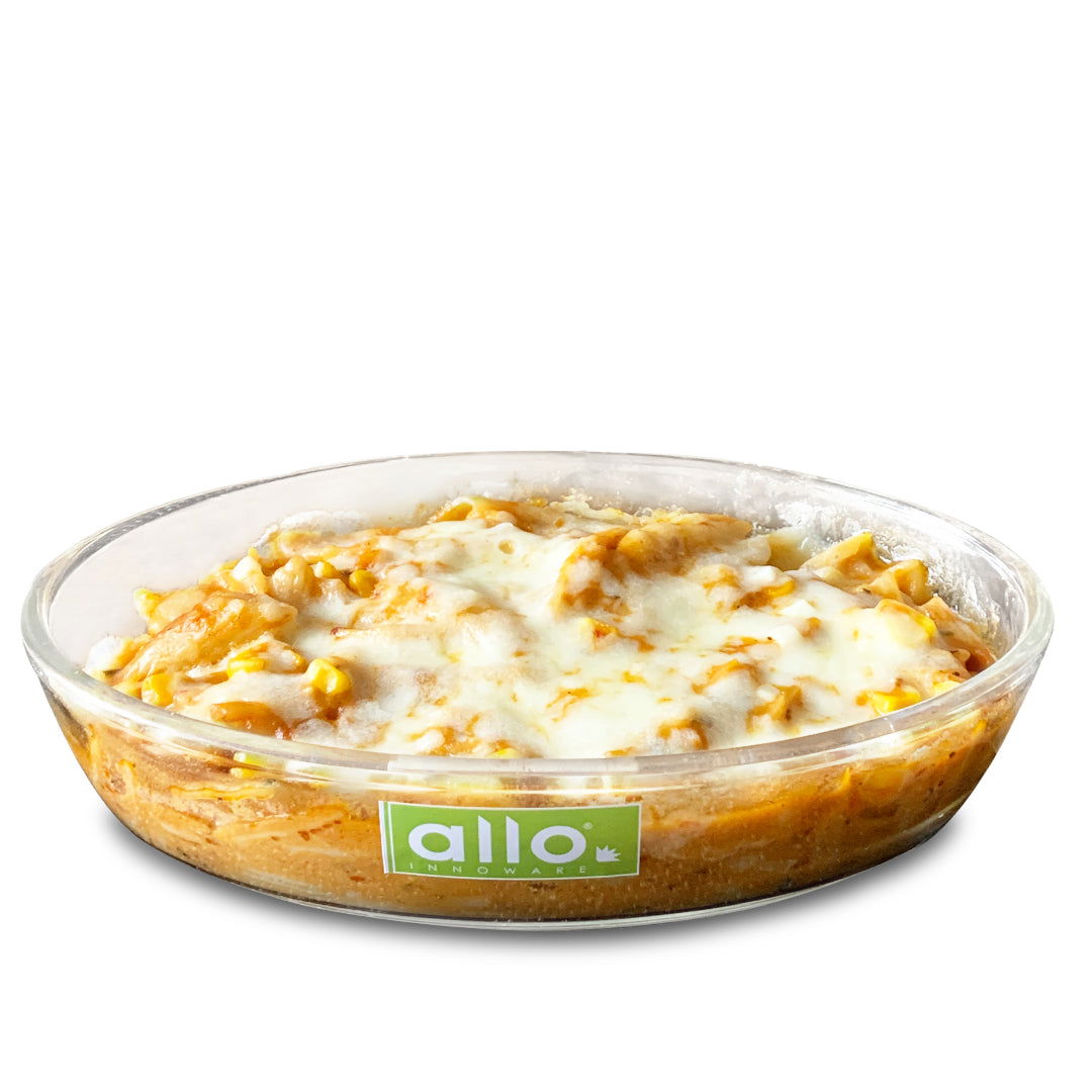 Allo Borosilcate Oval Glass Baking Dish, Baking Tray, Oven and Microwave Safe, 1600ml, Transparent - Allo Innoware