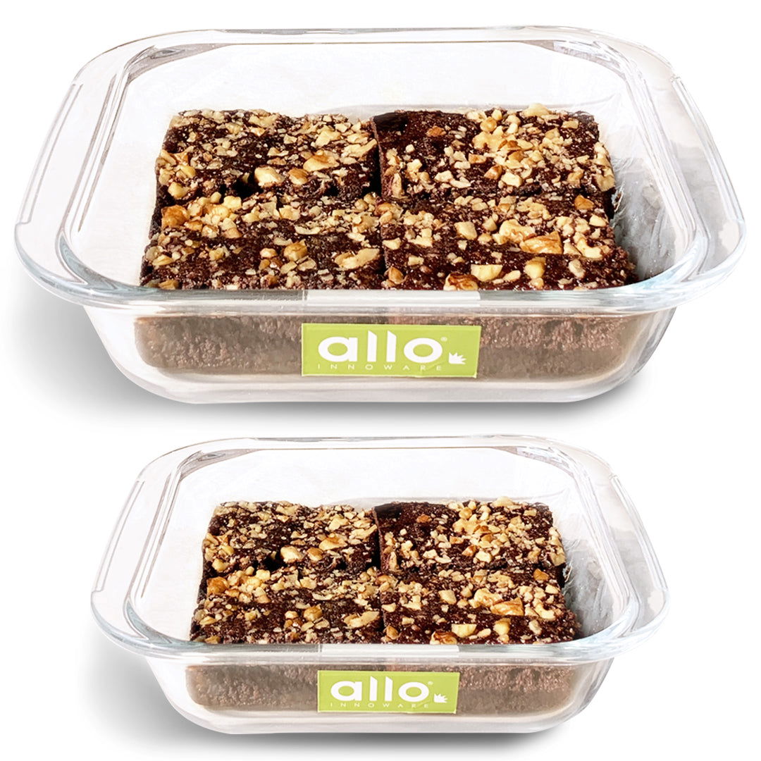 Allo Borosilcate Rectangle Glass Baking Dish, Baking Tray, Oven and Microwave Safe, Set of 2 1000ml,1600ml  Transparent - Allo Innoware