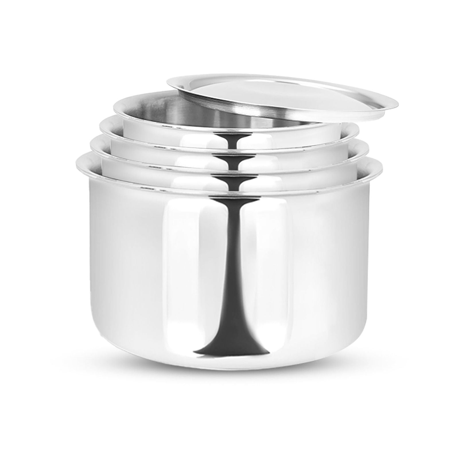 Allo CookSafe TriPly Stainless Steel Tope 4pcs Combo Set of – 1.1, 1.7, 2.7 & 3.8 Litres with Stainless Steel Lid - Induction Friendly - Naturally Non-Stick, 14Cm, 16Cm, 18Cm & 20Cm - Allo Innoware