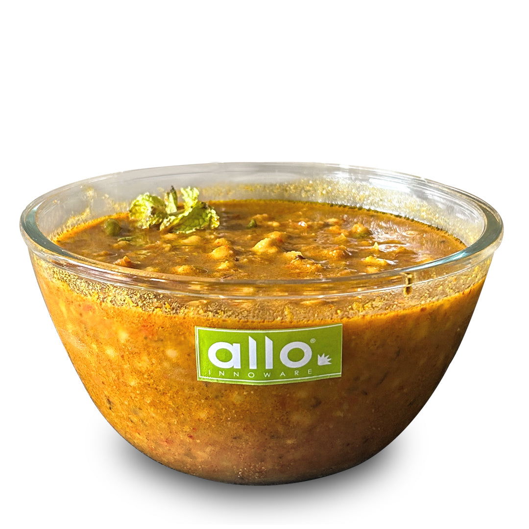 Allo Food Safe Borosilicate Glass Mixing & Serving Bowls for Kitchen, Oven & Microwave Safe Bowls, Dishwasher and Freezer Safe Bowl, 1600ML, Transparent - Allo Innoware