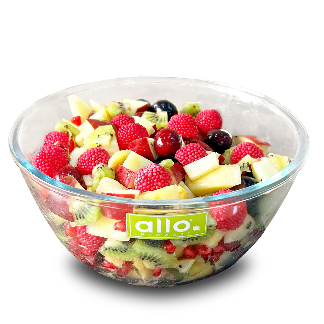 Allo Food Safe Borosilicate Glass Mixing & Serving Bowls for Kitchen, Oven & Microwave Safe Bowls, Dishwasher and Freezer Safe Bowl, 2700ML, Transparent - Allo Innoware