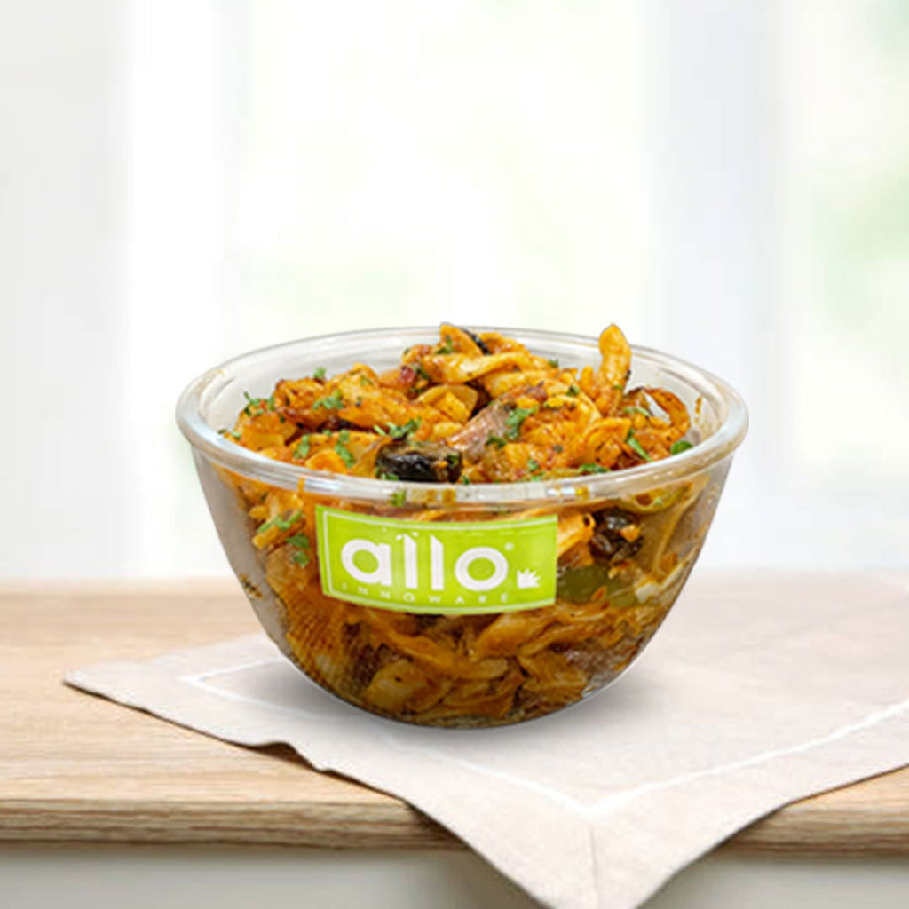 Allo Food Safe Borosilicate Glass Mixing & Serving Bowls for Kitchen, Oven & Microwave Safe Bowls, Dishwasher and Freezer Safe Bowl, 500ML, Transparent - Allo Innoware