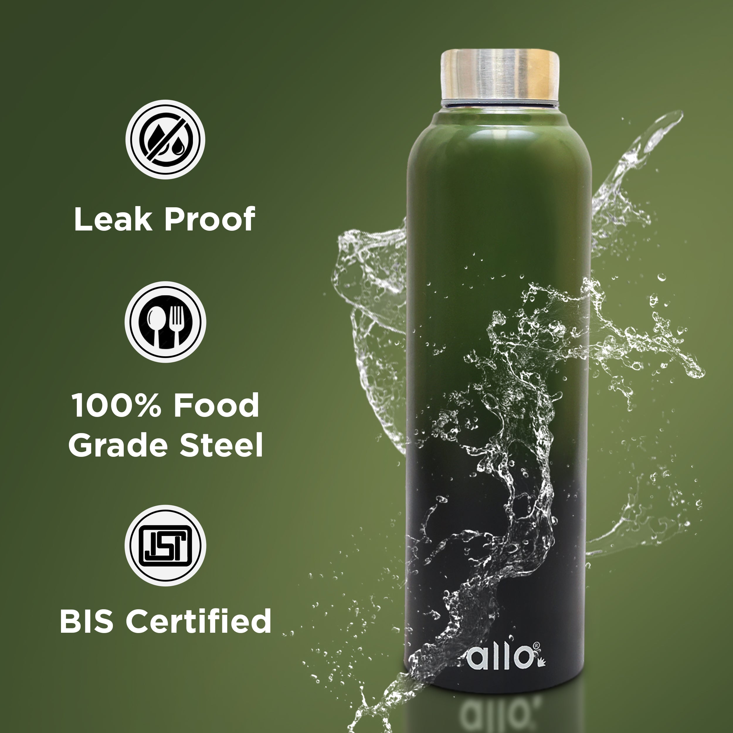 Allo Stainless Steel Water Bottle For Adults, Kids 0.95 Litre Water Bottles For School, Office, Sports, Gym 950ML Water Bottle For Men And Women, Pack Of 5 | Leak Proof & Bpa Free, Multicolour