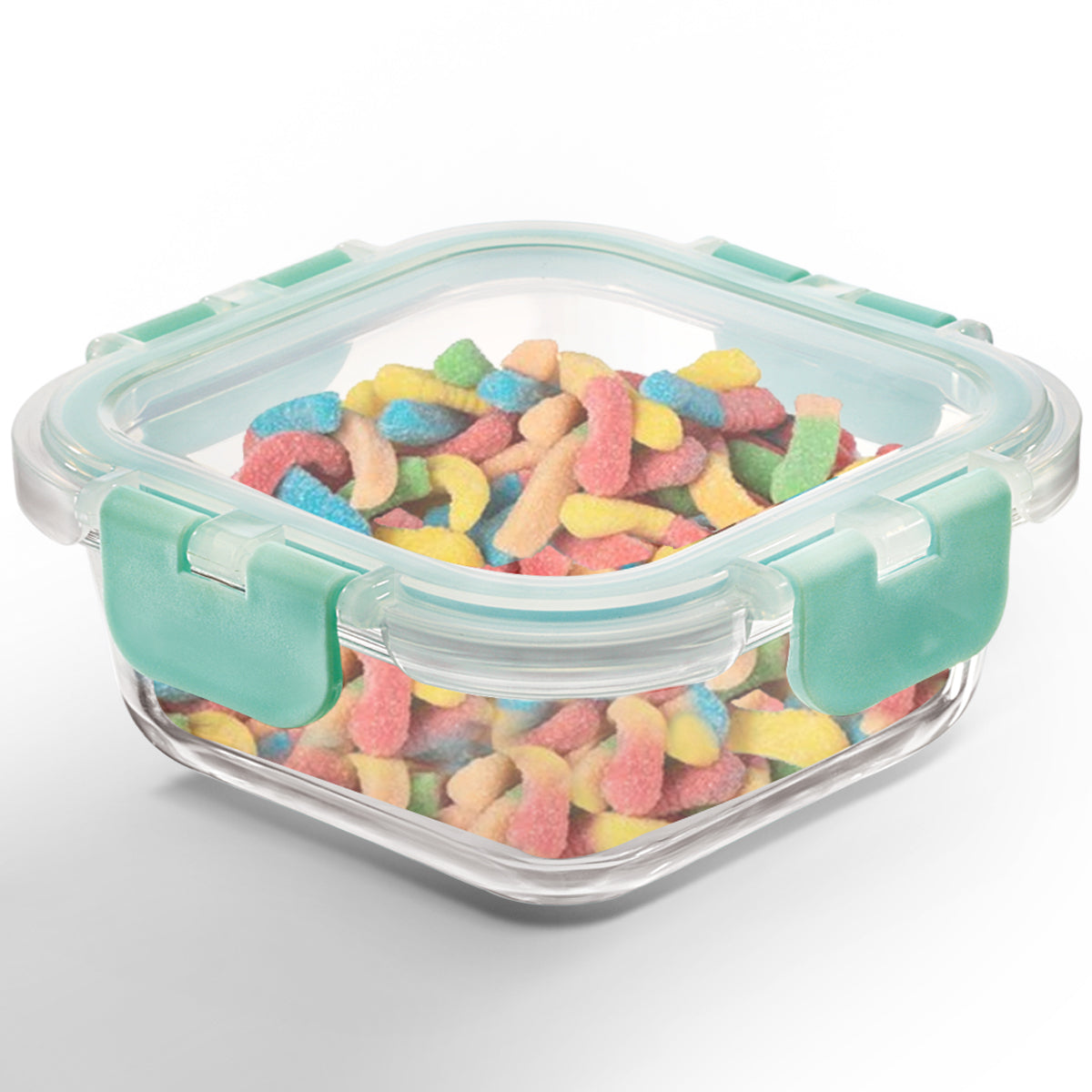 Allo Food Safe Glass Containers with Lids with Break Free Lock, Oven & Microwave Safe Containers, High Borosilicate Meal Prep Glass Food Storage Containers for Kitchen, 160ml, Square