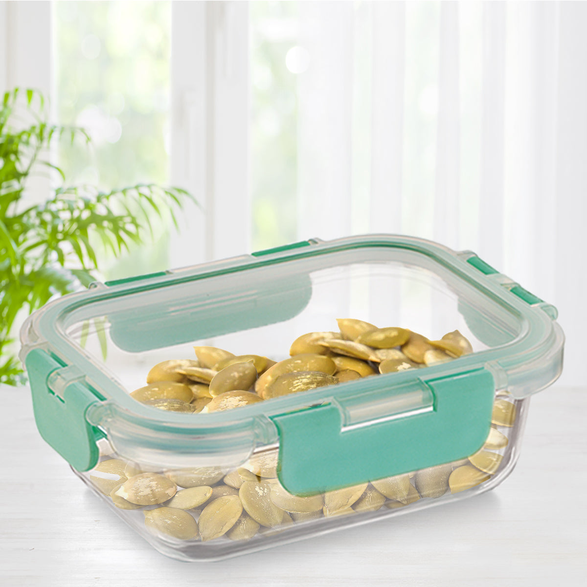 Allo Food Safe Glass Containers with Lids with Break Free Lock, Oven & Microwave Safe Containers, High Borosilicate Meal Prep Glass Food Storage Containers for Kitchen, 185ml, Rectangle