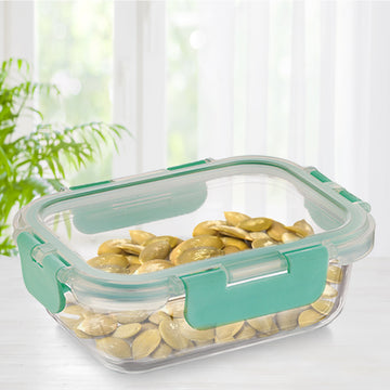 Allo Food Safe Glass Containers with Lids with Break Free Lock, Oven & Microwave Safe Containers, High Borosilicate Meal Prep Glass Food Storage Containers for Kitchen, 185ml, Rectangle