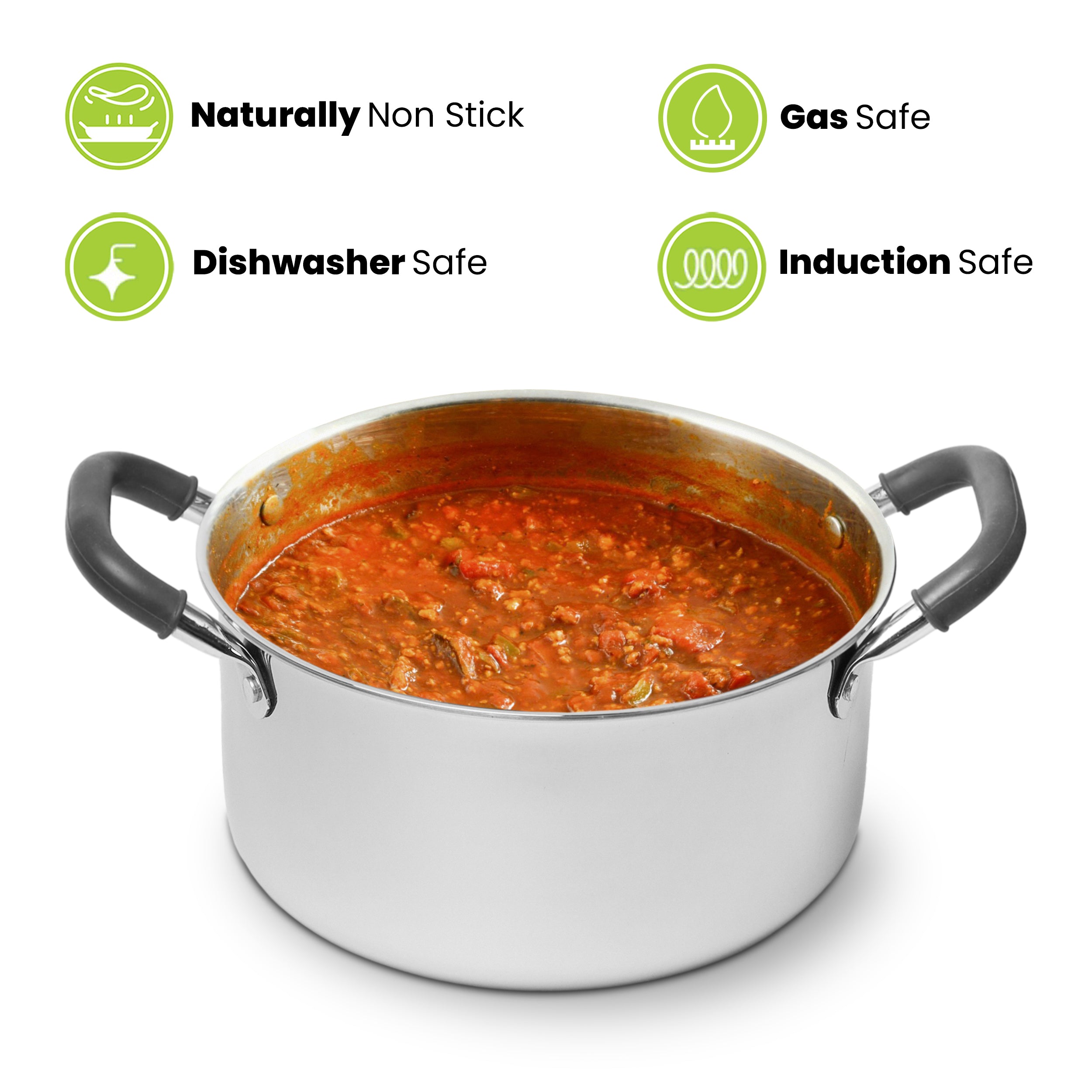 Allo CookSafe TriPly Stainless Steel Casserole Saucepot Stockpot with Stainless Steel Lid Induction Friendly, Naturally Non Stick, 28cm, 8.3 Litre