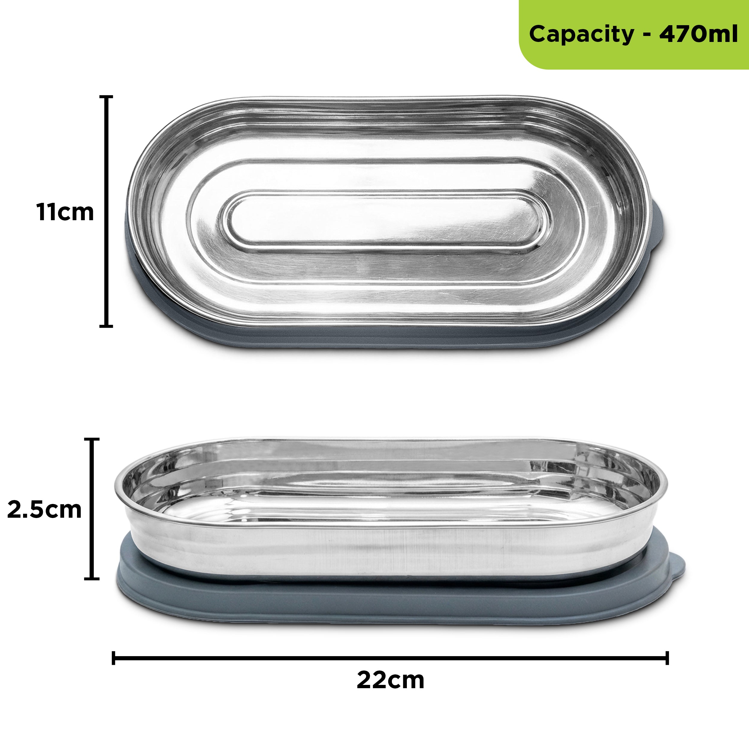 Allo Stainless Steel Lunch Box for Office with Bag , Microwave Safe AirTight & Leak Proof Tiffin for Office, School,  College, Set of 4 (Lunch Box 300ml x 3, 400ml x 1, 450 x 1)  with Chevron Grey Bag