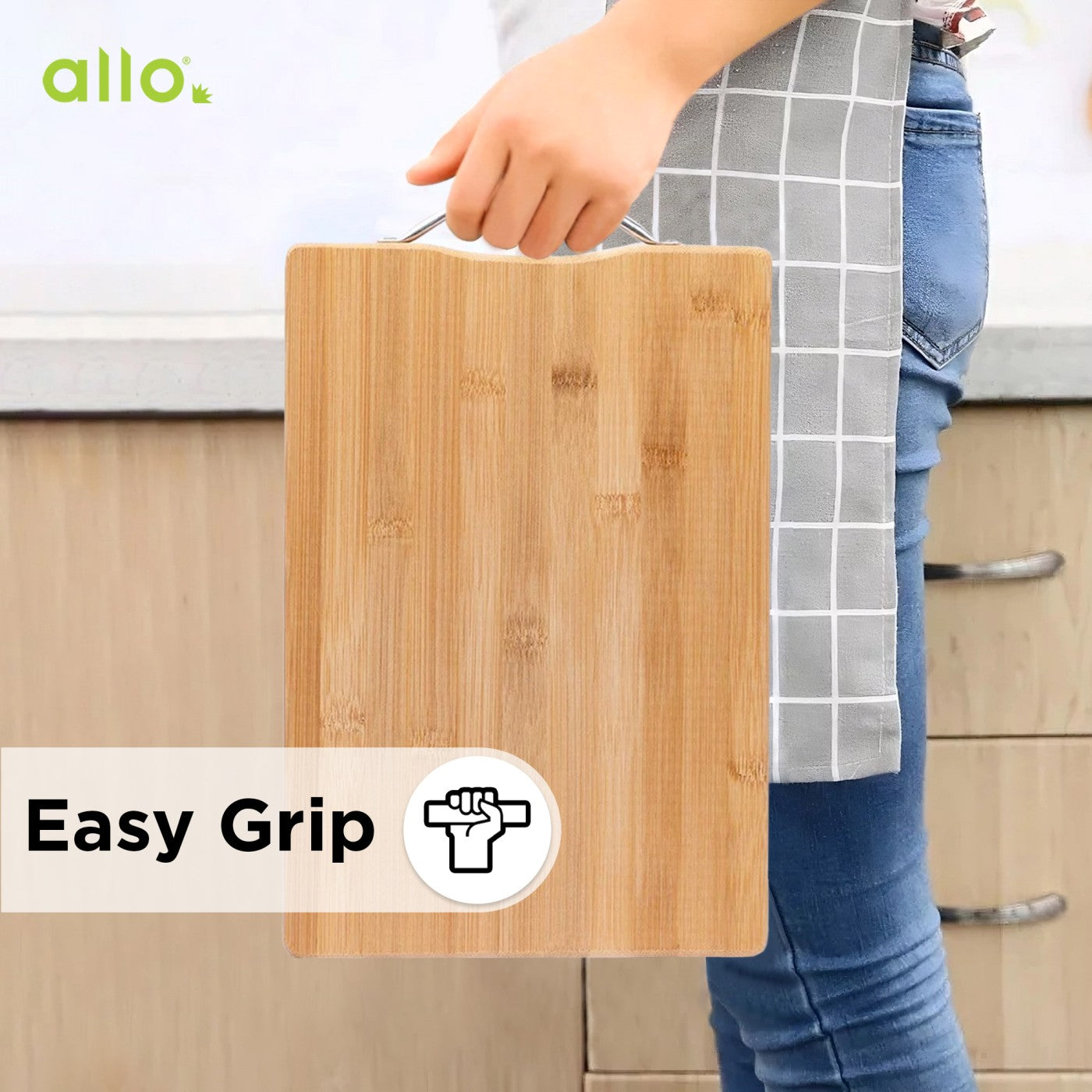 Allo Premium Bamboo Chopping Board for Kitchen (32 x 22 cm) | BPA Free, EcoFriendly, Antimicrobial, Knife Friendly | Cutting Board for Vegetables, Fruits, Cheese & More | Perfect for Indian Kitchen