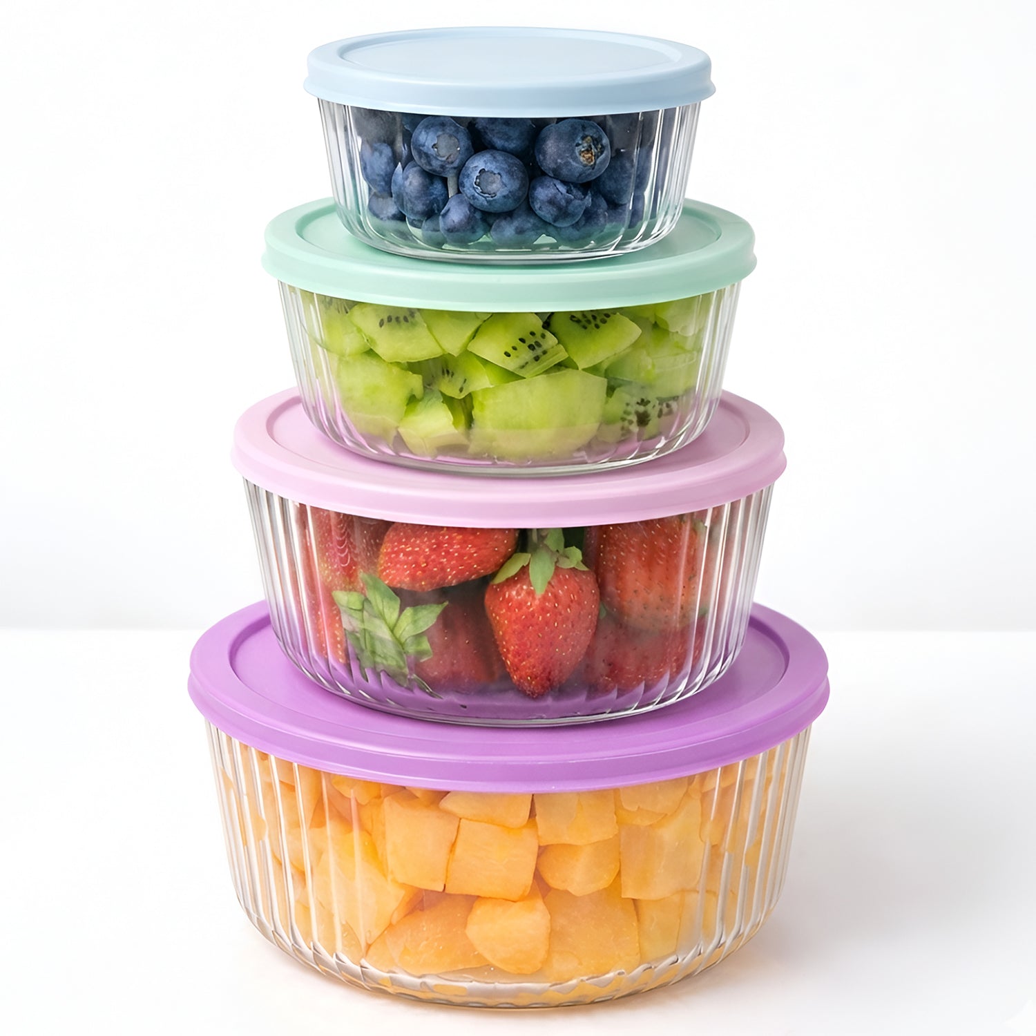 Allo Foodsafe Glass Containers With Lids, Microwave Safe Containers, Borosilicate Meal Prep, Airtight Glass Food Storage Containers For Kitchen, Freezer Safe, Set Of 4, 275ml, 500ml, 1200ml, 1800ml