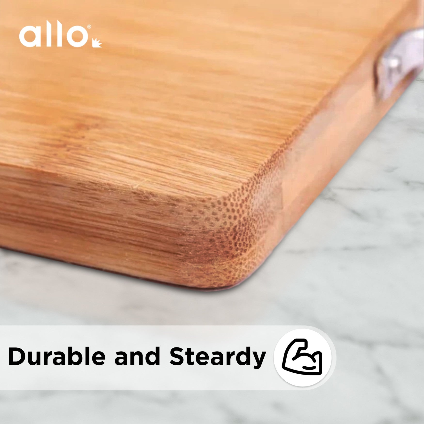 Allo Premium Bamboo Chopping Board for Kitchen (32 x 22 cm) | BPA Free, EcoFriendly, Antimicrobial, Knife Friendly | Cutting Board for Vegetables, Fruits, Cheese & More | Perfect for Indian Kitchen