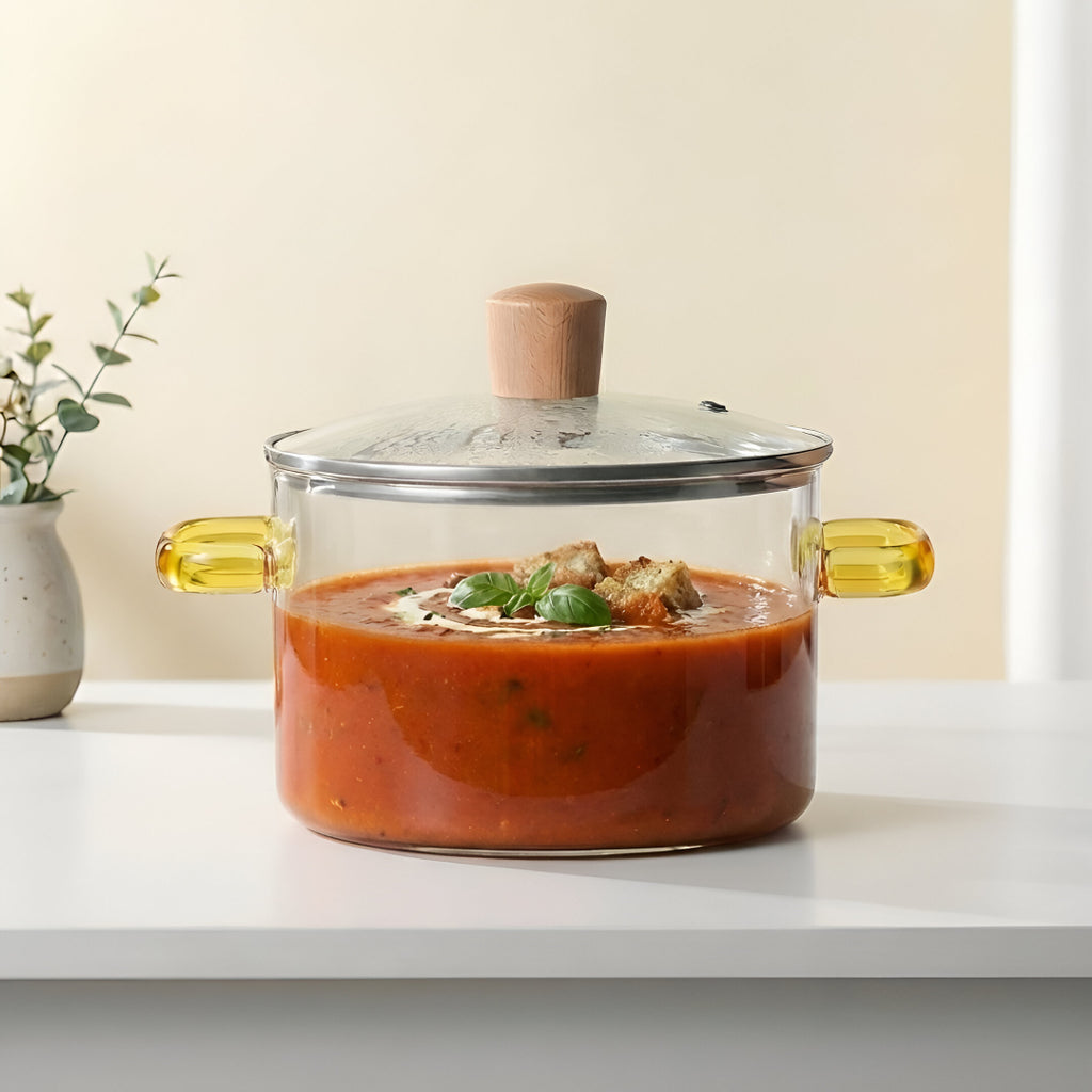 Allo Glass Cookware Cooking Pot With Glass Lid, 3000 Ml | Glass Casserole, Gas Stove Safe, Microwave Safe,100% Borosilicate Glass Vessel For Kitchen