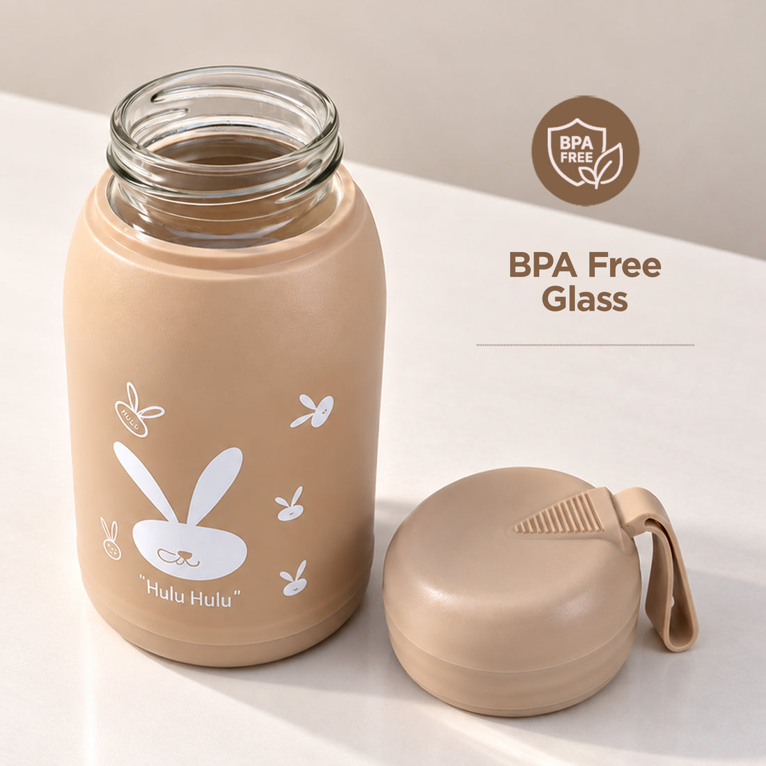 Allo DrinkSafe Glass Bottle For Women & Men | For Drinking Detox Water, Juice, Milk, Soda | Leakproof Secure Lid | For Fridge, Storage, Home | 350 ML | Any 1 Bottle