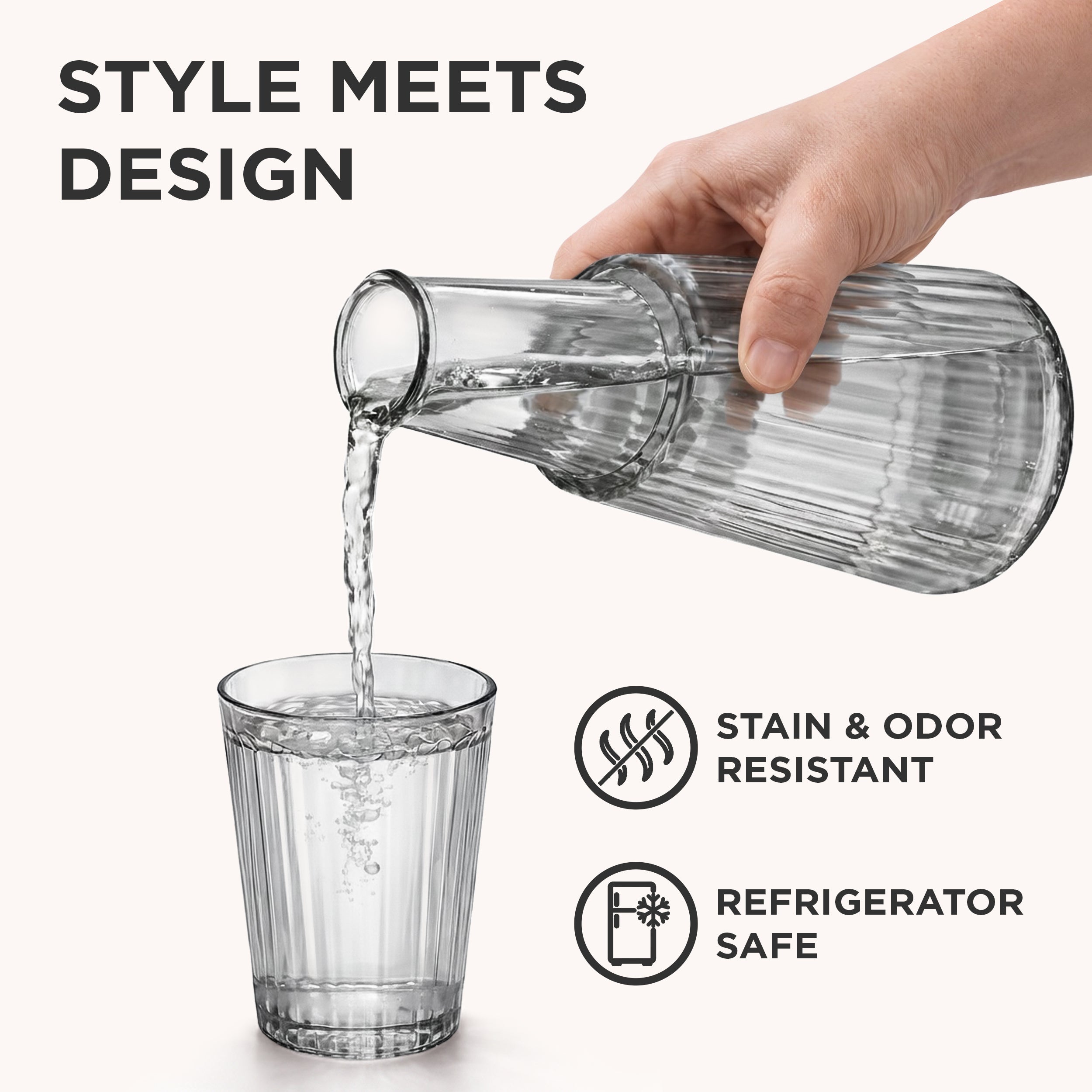 Allo Drinksafe Glass Water Jug With Lid 850ml, Multipurpose Detox Pitcher Jar For Hot & Cold Beverages, Milk, Juice, Iced Tea, Ideal For Gifting, Serving, Dining Table (0.85 Litre Charcoal Stripped)