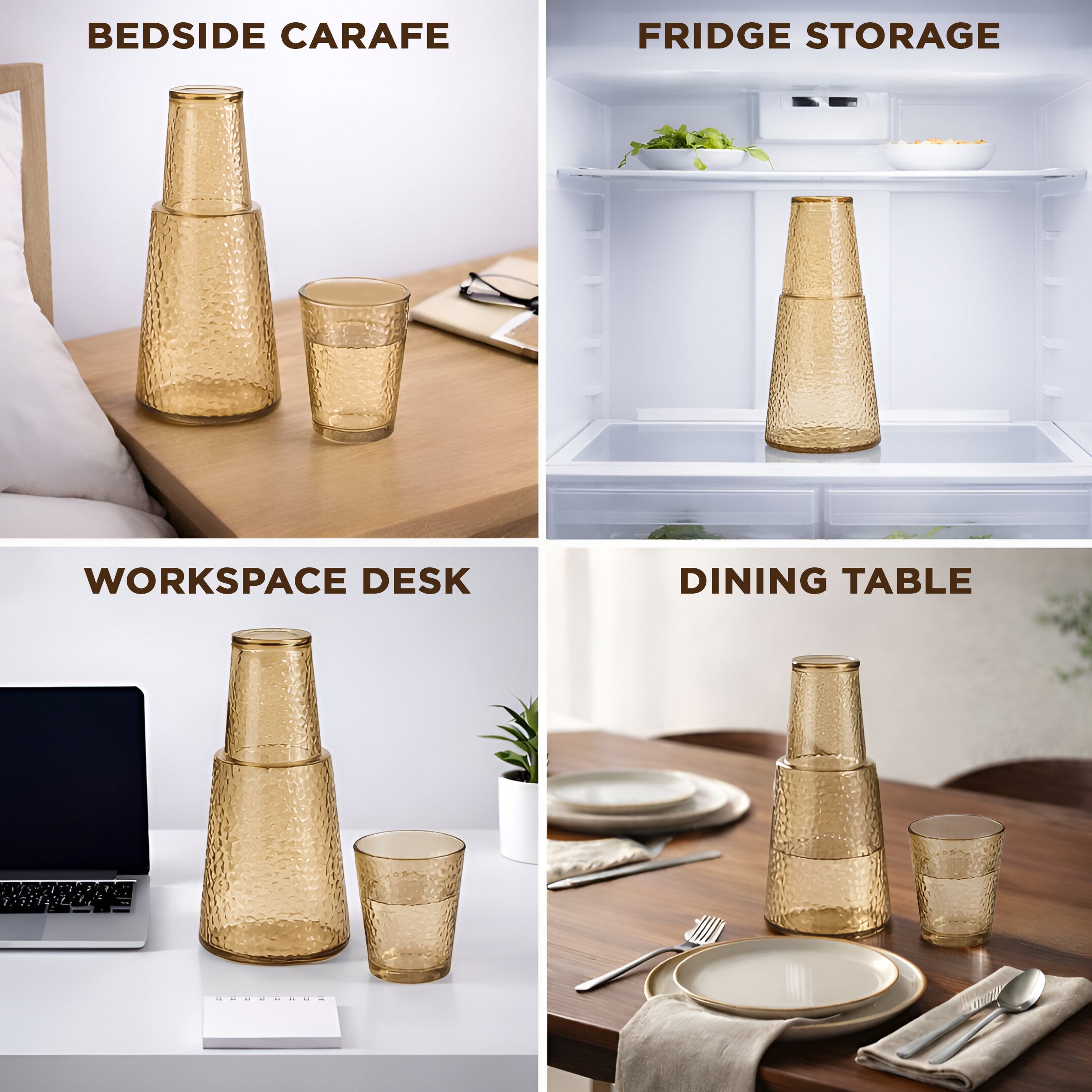 Allo Drinksafe Glass Water Jug With Lid 850ml, Multipurpose Detox Pitcher Jar For Hot & Cold Beverages, Milk, Juice, Iced Tea, Ideal For Gifting, Serving, Dining Table (0.85 Litre Gold Mosaic)