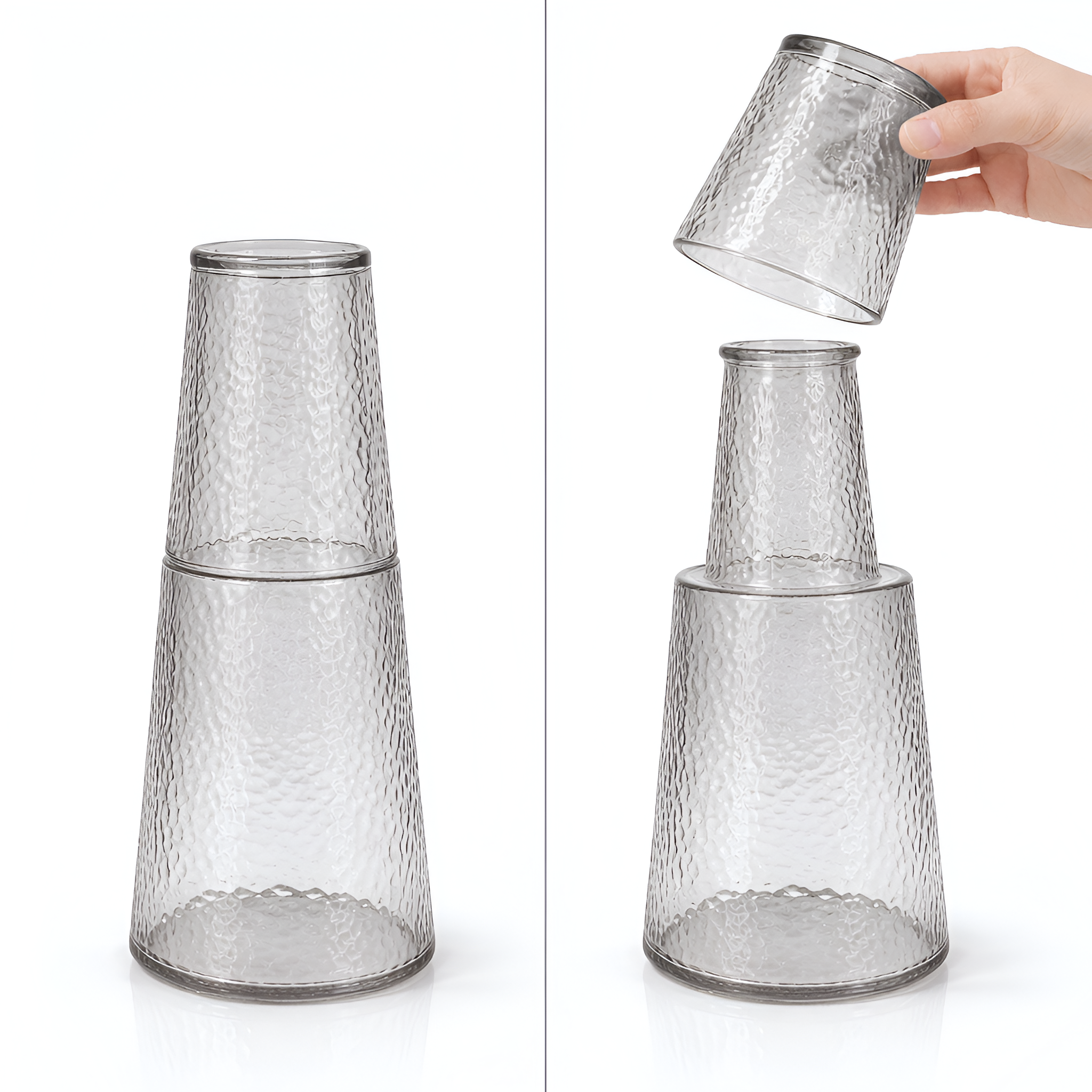 Allo Drinksafe Glass Water Jug With Lid 850ml, Multipurpose Detox Pitcher Jar For Hot & Cold Beverages, Milk, Juice, Iced Tea, Ideal For Gifting, Serving, Dining Table (0.85 Litre Charcoal Mosaic)
