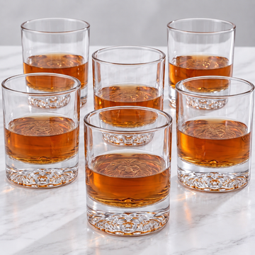 Allo Glass Set Of 6 Premium Whisky Glasses, 310 ml, For Drinking Water, Wine, Cocktail, Mocktail, Martini, Liquor, Alcohol, Scotch, Bourbon | Gift Set Packaging | Transparent Lion Crest Whiskey Glass