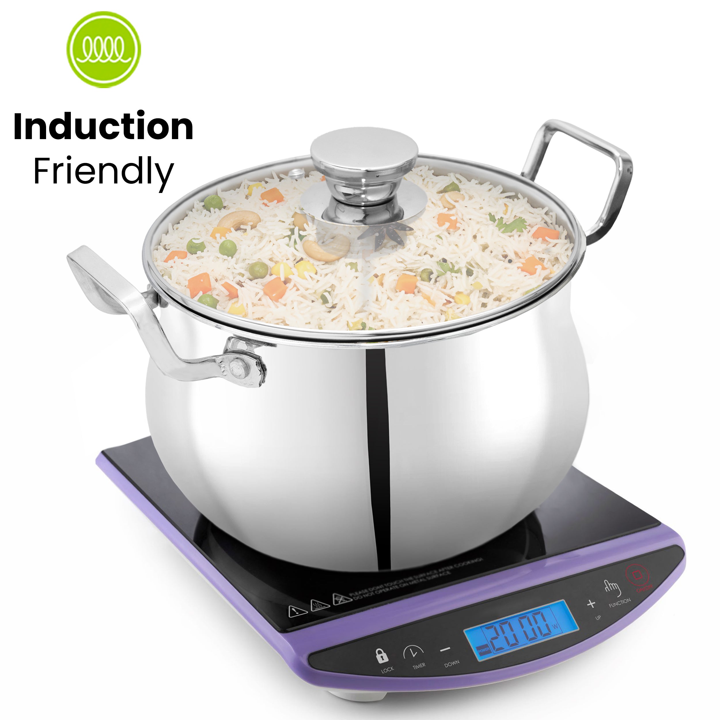 Allo Triply Stainless Steel Casserole/Biryani Handi Pot | Perfect Saucepot Saute Induction Friendly Naturally Non-Stick | 10 Years Warranty, 16cm, 2.6 litres with Glass Lid
