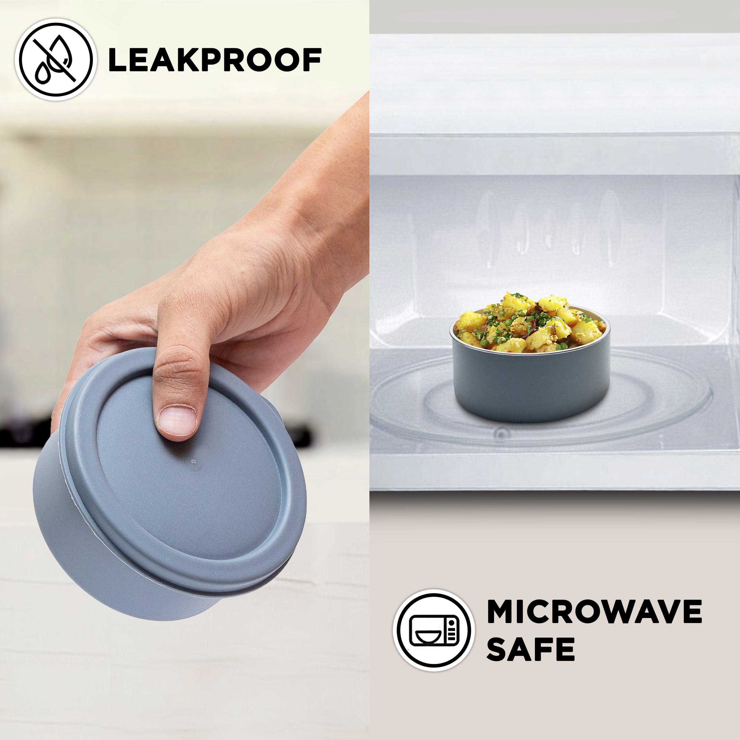 Allo Microwave Safe Steel Lunch Box for Office with Bag for Men and Women, Air Tight & Leak Proof Stainless Steel Tiffin for Office, School, College, Set of 3 with Bag
