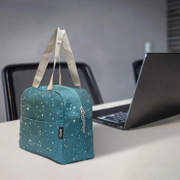 Allo Lunch Bag for Office, School & College, Washable Unisex Tiffin Bag for Men, Women & Kids, Lightweight, Leakproof, Water and Dust Resistant Multipurpose Lunch Bag, 5 litres, Teal Spalsh