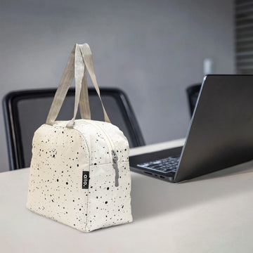 Allo Lunch Bag for Office, School & College, Washable Unisex Tiffin Bag for Men, Women & Kids, Lightweight, Leakproof, Water and Dust Resistant Multipurpose Lunch Bag, 5 litres, White Spalsh
