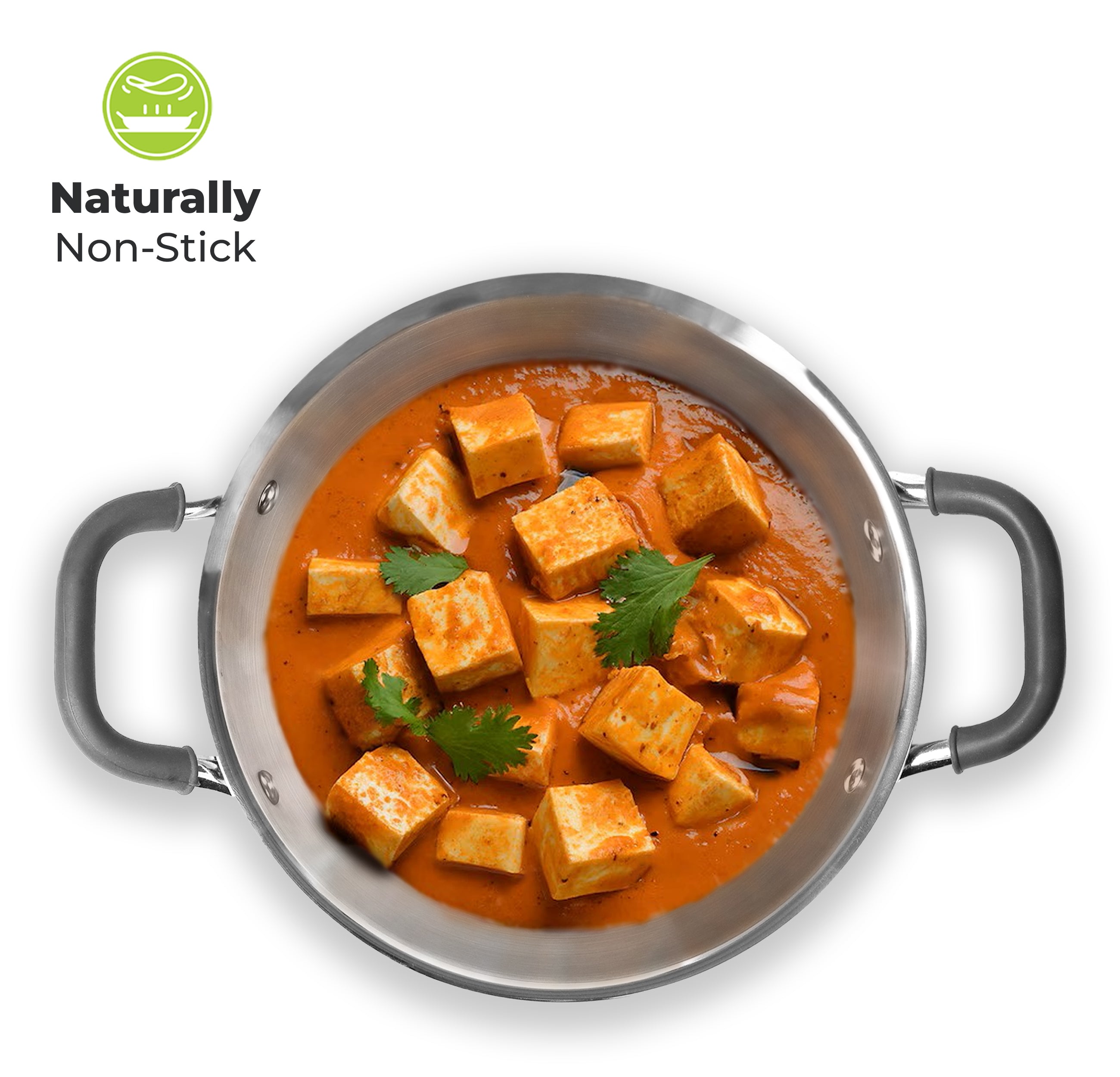 1.2L Allo CookSafe TriPly Kadhai | Stainless Steel | With Stainless Steel Lid | Induction Friendly | Naturally Non-stick | 18cm