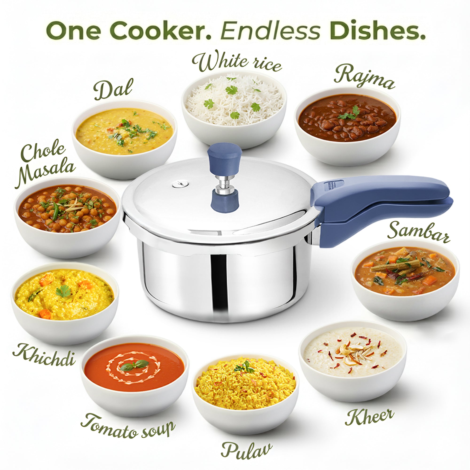 Allo CookSafe 2 Litre Triply Stainless Steel Pressure Cooker, Naturally Non-Stick Outer Lid Pressure Cooker, Healthy Cooking, Gas and Induction Friendly, ISI Certified, 10 Year Warranty, Slate Blue