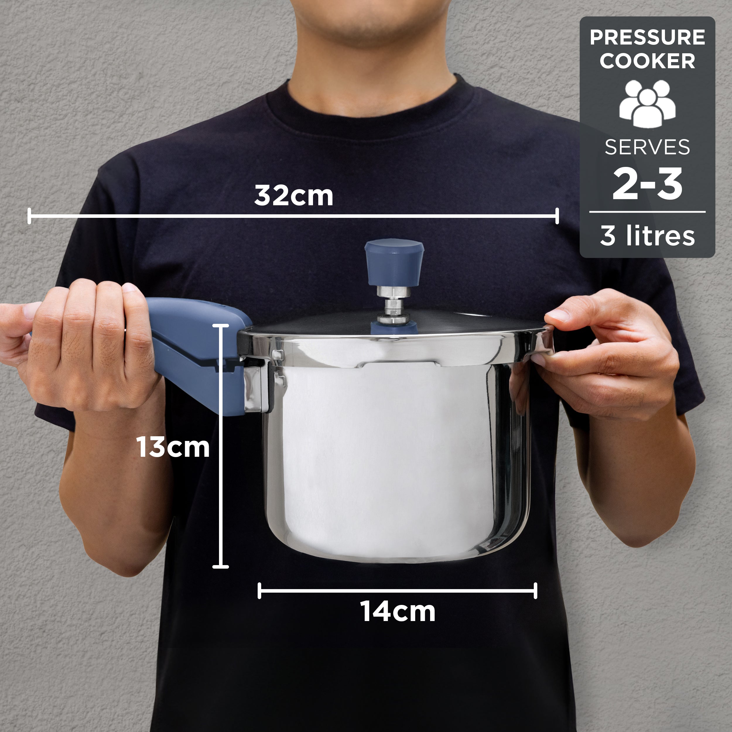 Allo CookSafe Triply Stainless Steel Pressure Cooker, 3 Litre, Outer Lid Pressure Cooker, Faster and Even Heating, Healthy Cooking, Easy to Clean, Full Induction Bottom and Gas Stove Ready