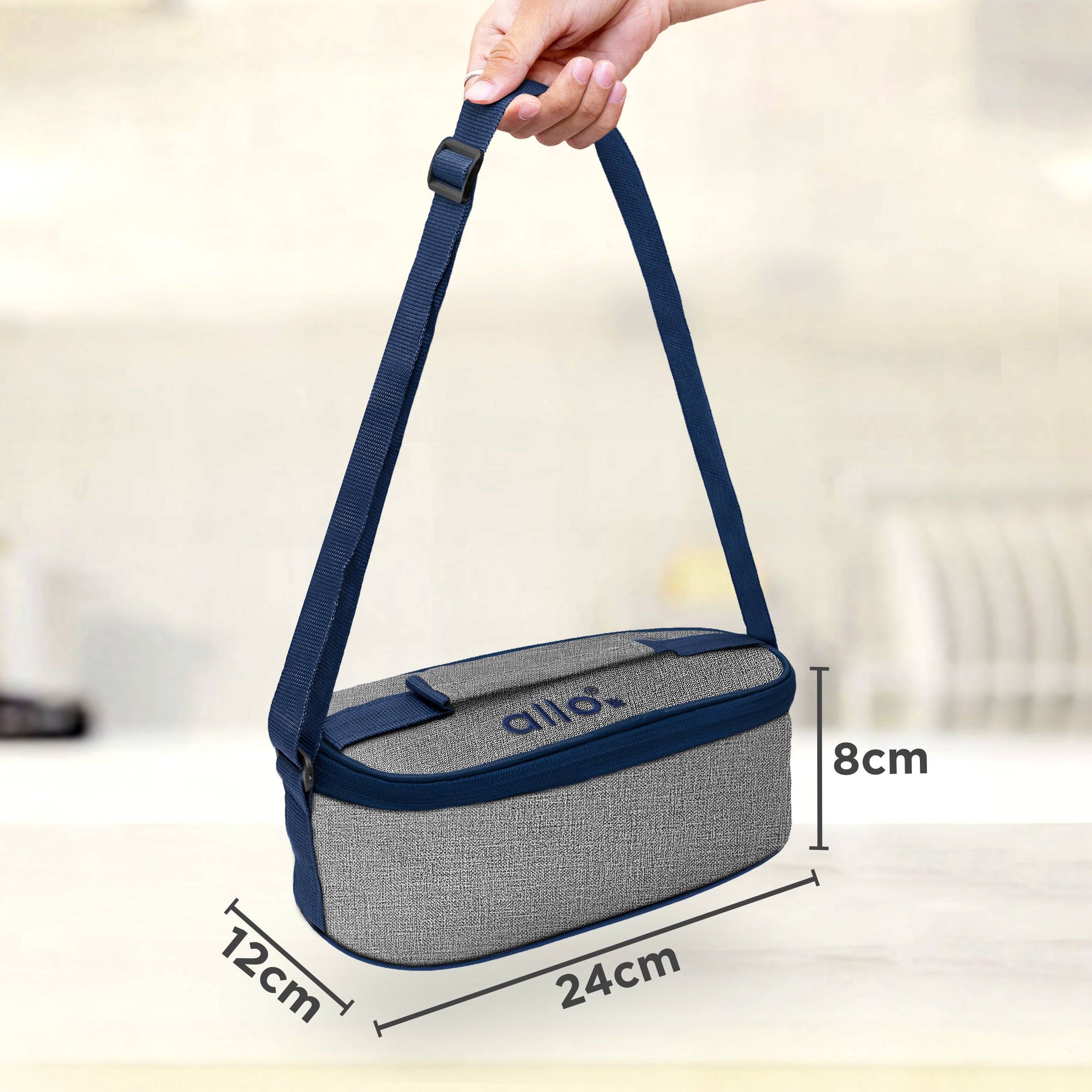 Allo Microwave Safe Steel Lunch Box for Office with Bag for Men and Women, Air Tight & Leak Proof Stainless Steel Tiffin for Office, School, College, Set of 3 with Bag
