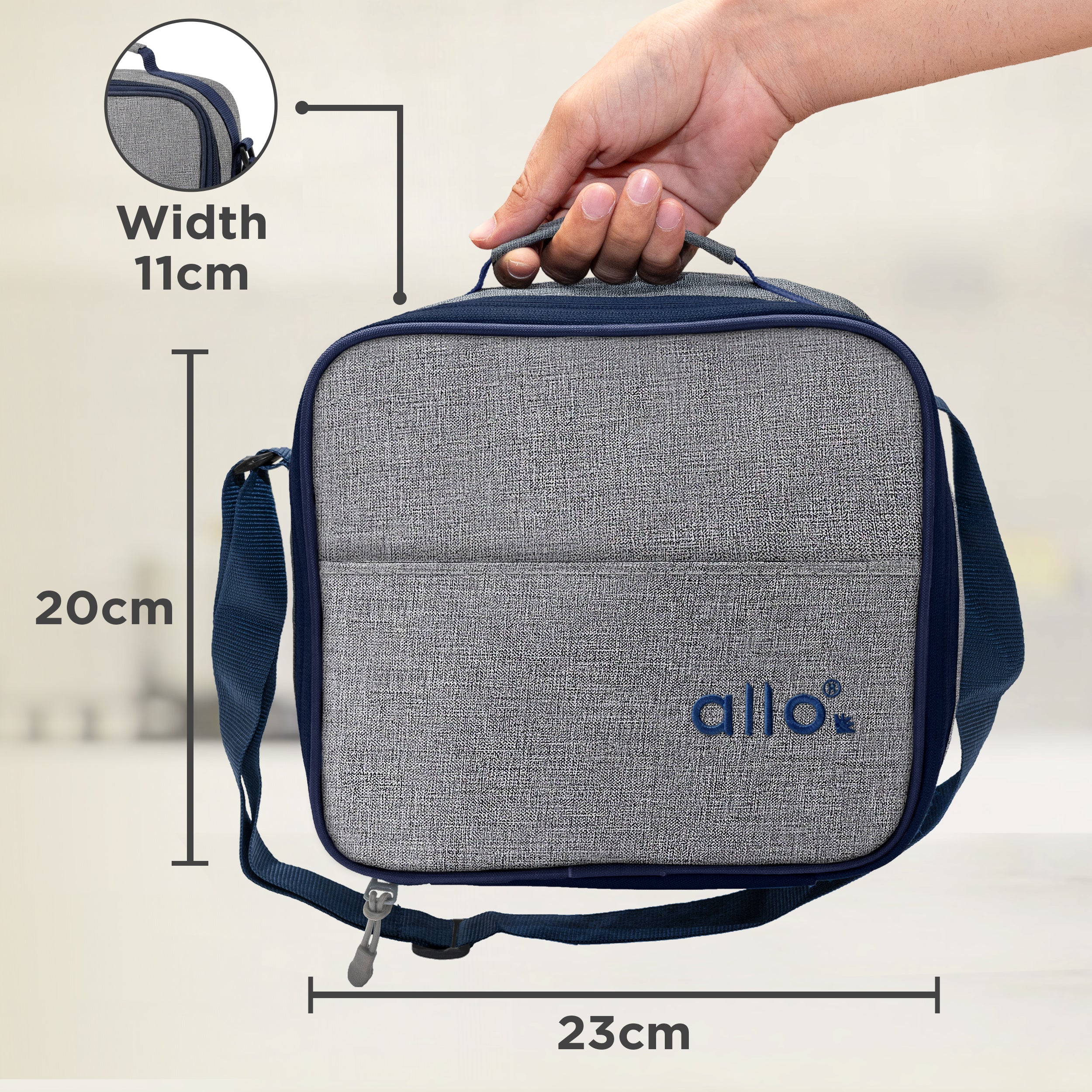 Allo Microwave Safe Steel Lunch Box for Office with Bag for Men and Women, Air Tight & Leak Proof Stainless Steel Tiffin for Office, School, College, Set of 5 with Bag