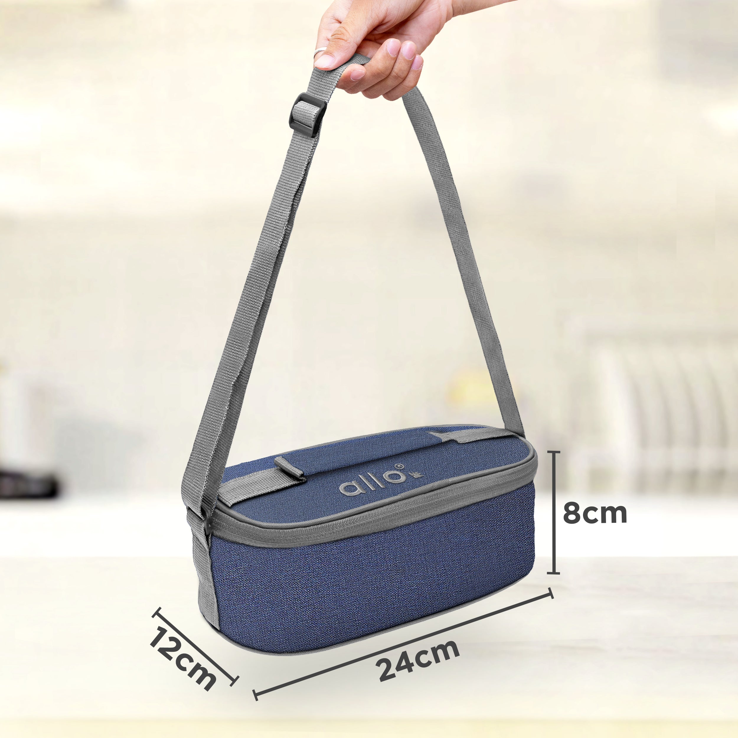 Allo Microwave Safe Steel Lunch Box for Office with Bag for Men and Women, Air Tight & Leak Proof Stainless Steel Tiffin for Office, School, College, Set of 3 with Bag