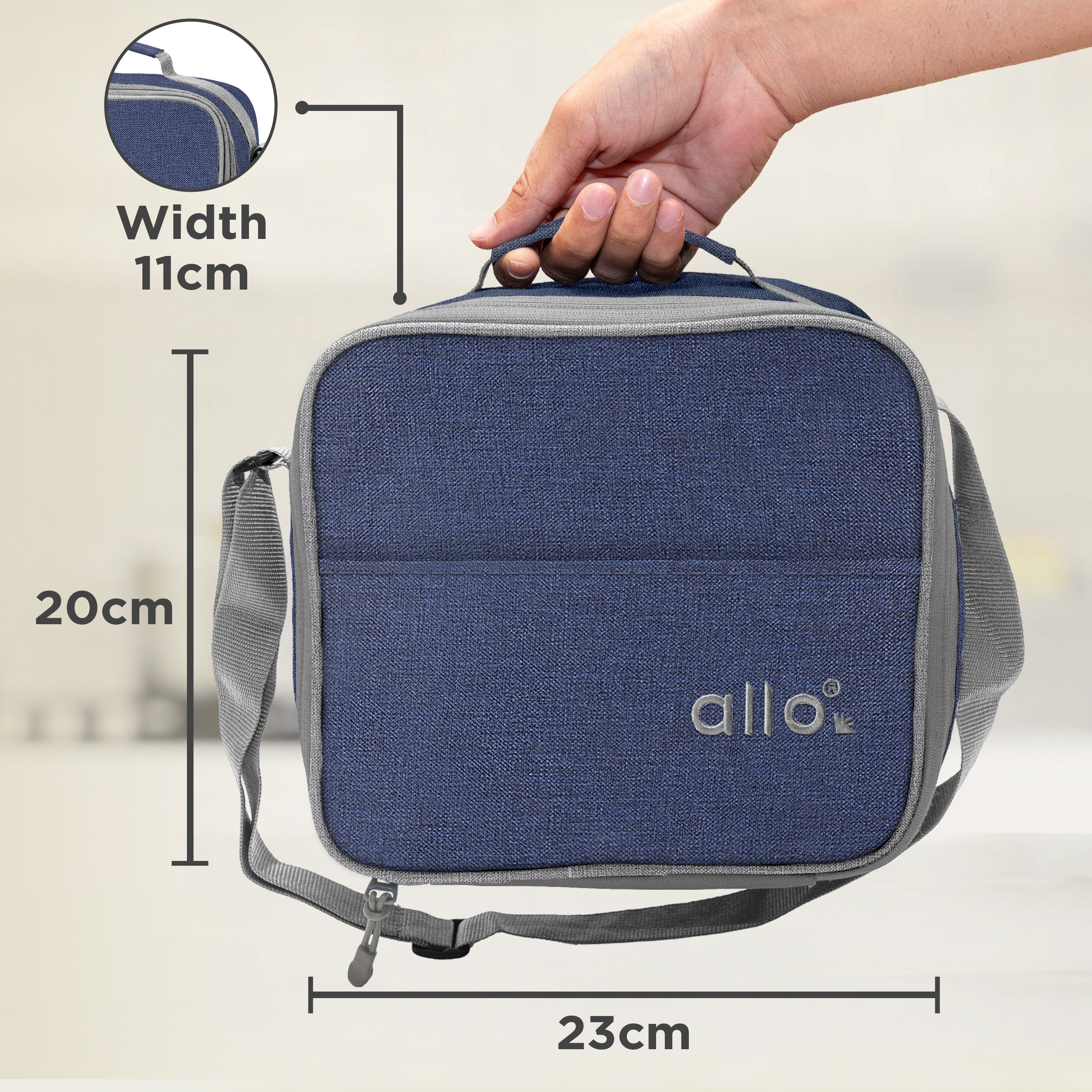 Allo Microwave Safe Steel Lunch Box for Office with Bag for Men and Women, Air Tight & Leak Proof Stainless Steel Tiffin for Office, School, College, Set of 5 with Bag