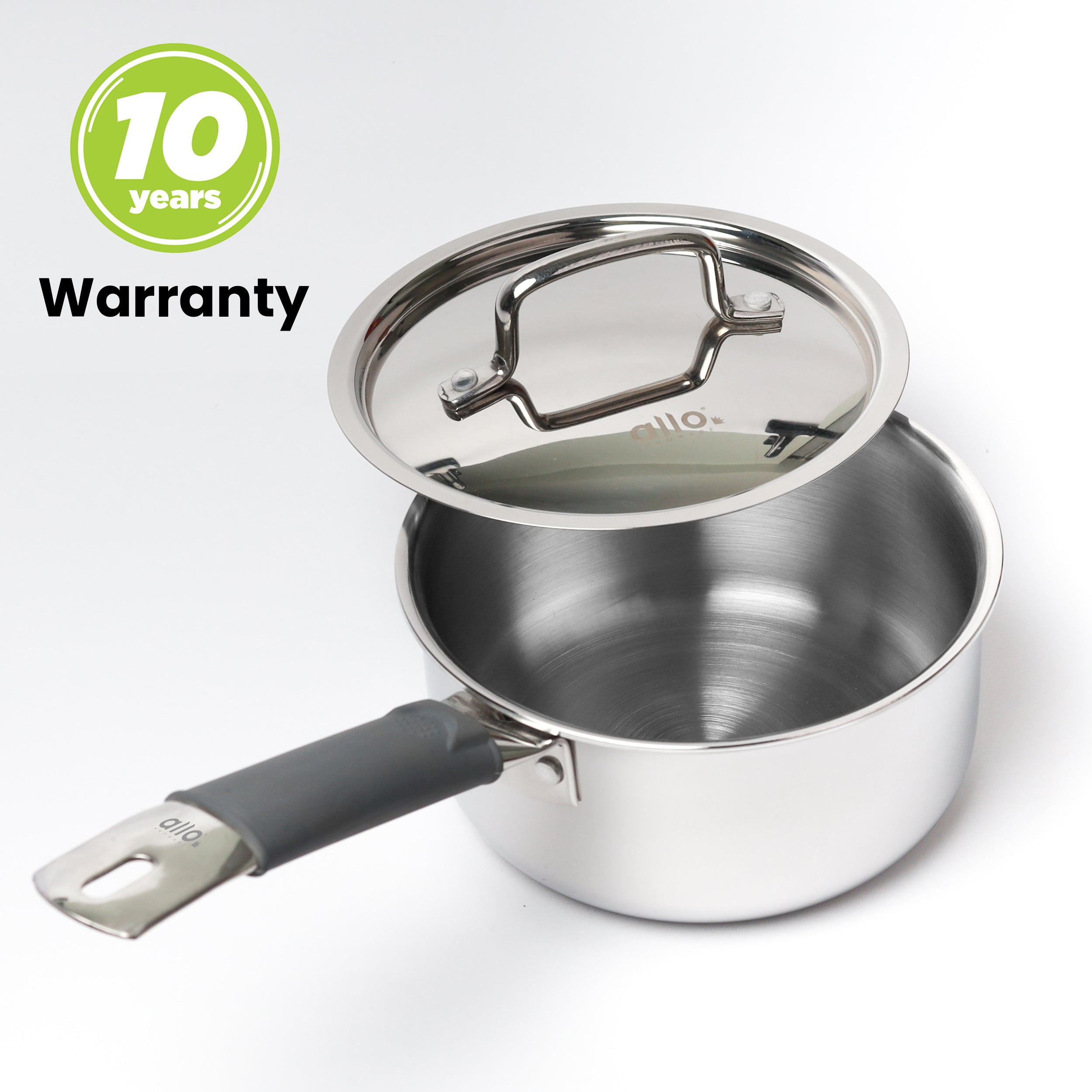 2.3L Allo CookSafe TriPly Sauce pan | Stainless Steel | With Stainless Steel Lid | Induction Friendly | Naturally Non-stick | 18cm