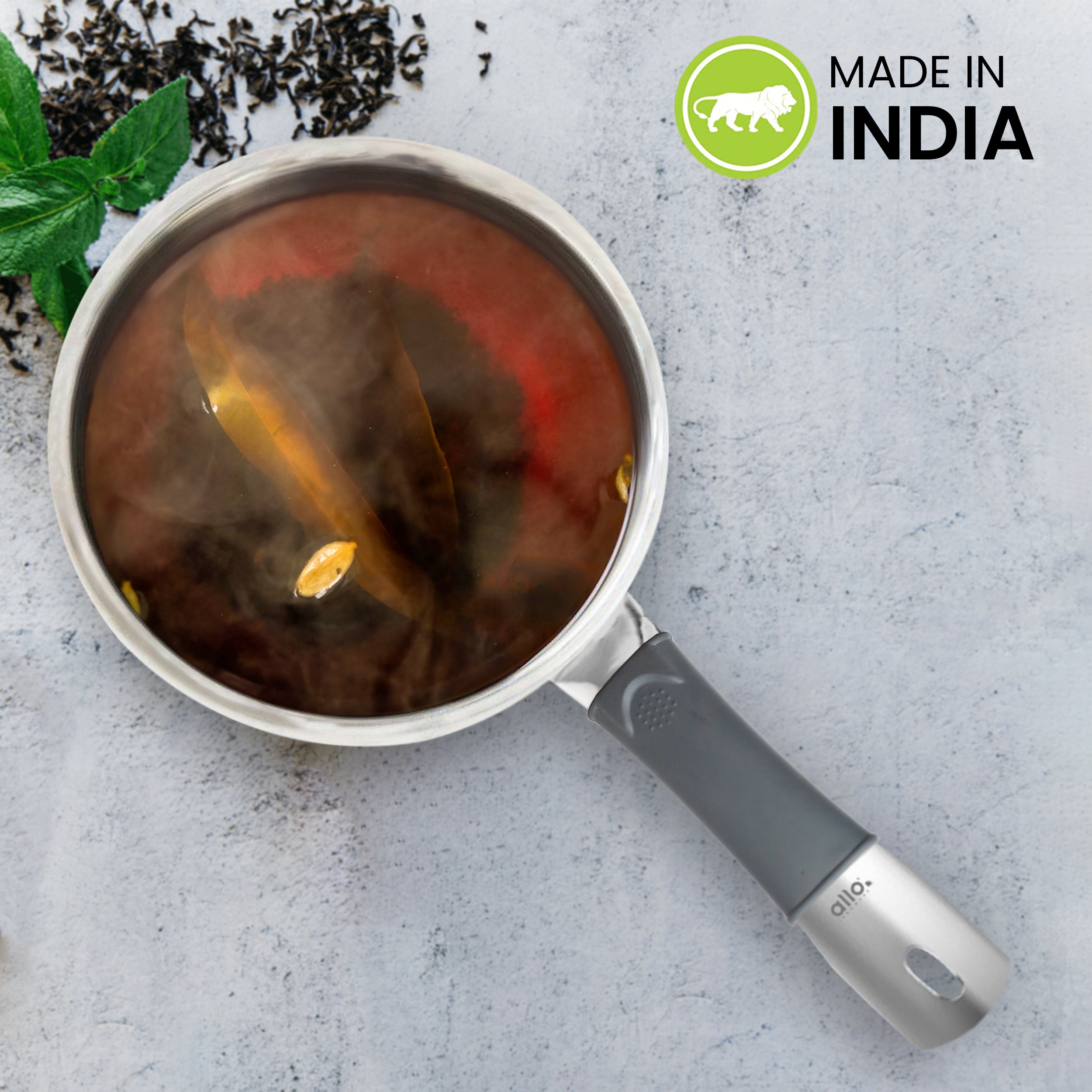 2.3L Allo CookSafe TriPly Sauce pan | Stainless Steel | With Stainless Steel Lid | Induction Friendly | Naturally Non-stick | 18cm