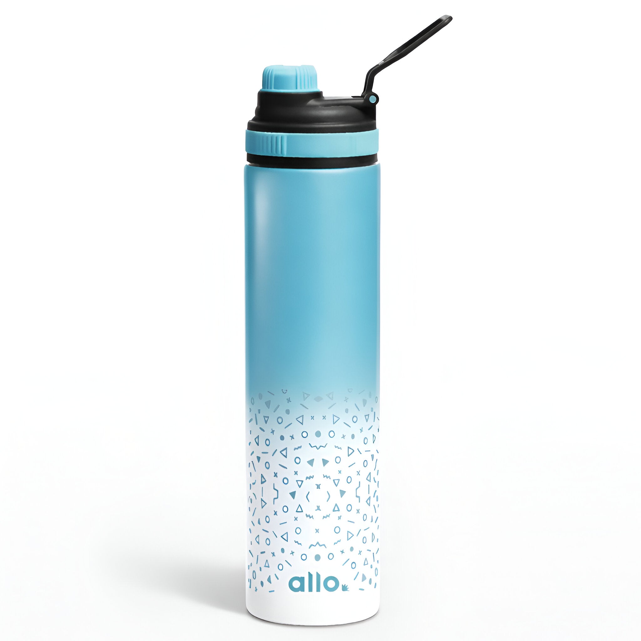 Allo Steel Water Bottles Stainless Steel Sipper Water Bottle for adults, kids 1 Litre Water Bottles for School, Office, Sports, Gym 1L Water Bottle for Men and women, Blue White 850ml