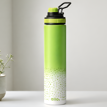 Allo Steel Water Bottles Stainless Steel Sipper Water Bottle for adults, kids 1 Litre Water Bottles for School, Office, Sports, Gym 1L Water Bottle for Men and women, Green White 850ml