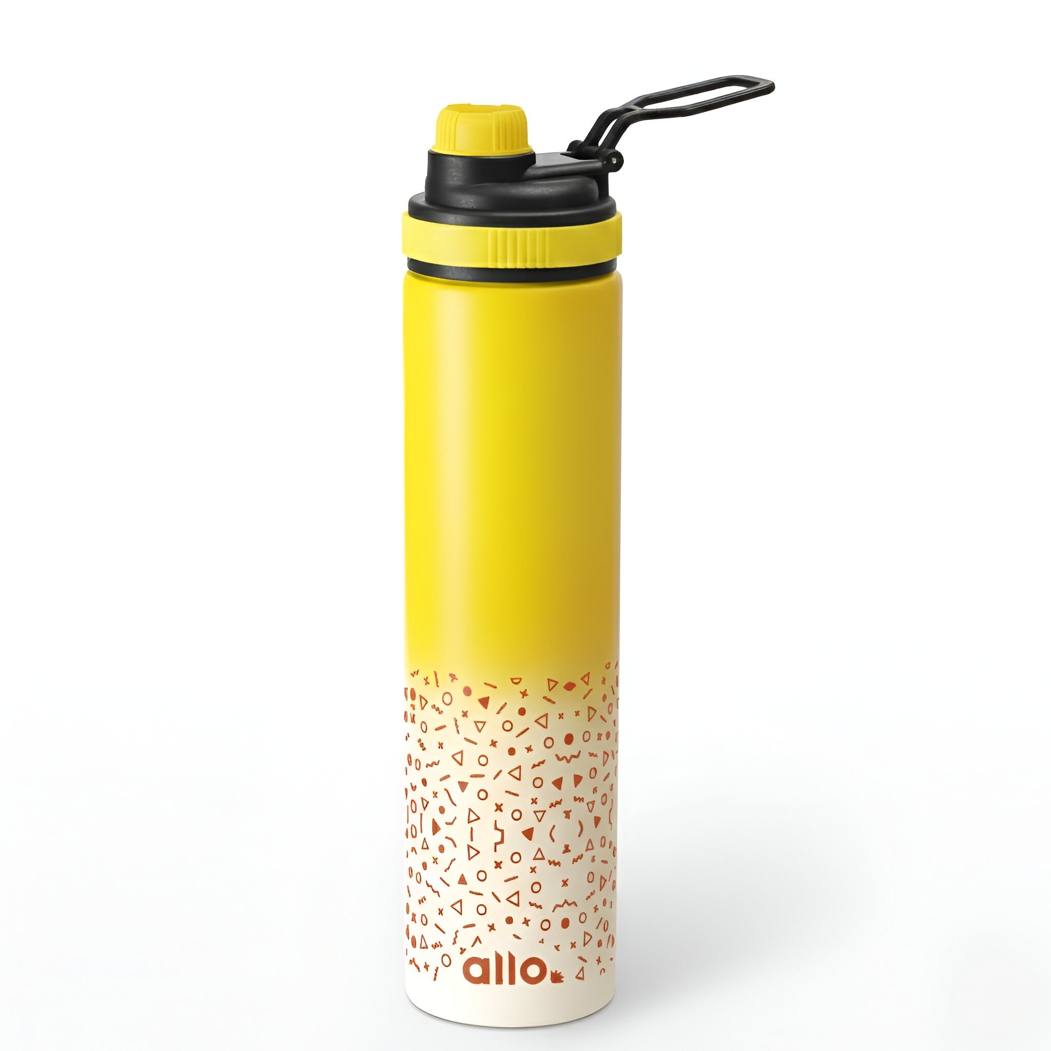 Allo Steel Water Bottles Stainless Steel Sipper Water Bottle for adults, kids 1 Litre Water Bottles for School, Office, Sports, Gym 1L Water Bottle for Men and women, Yellow White 850ml