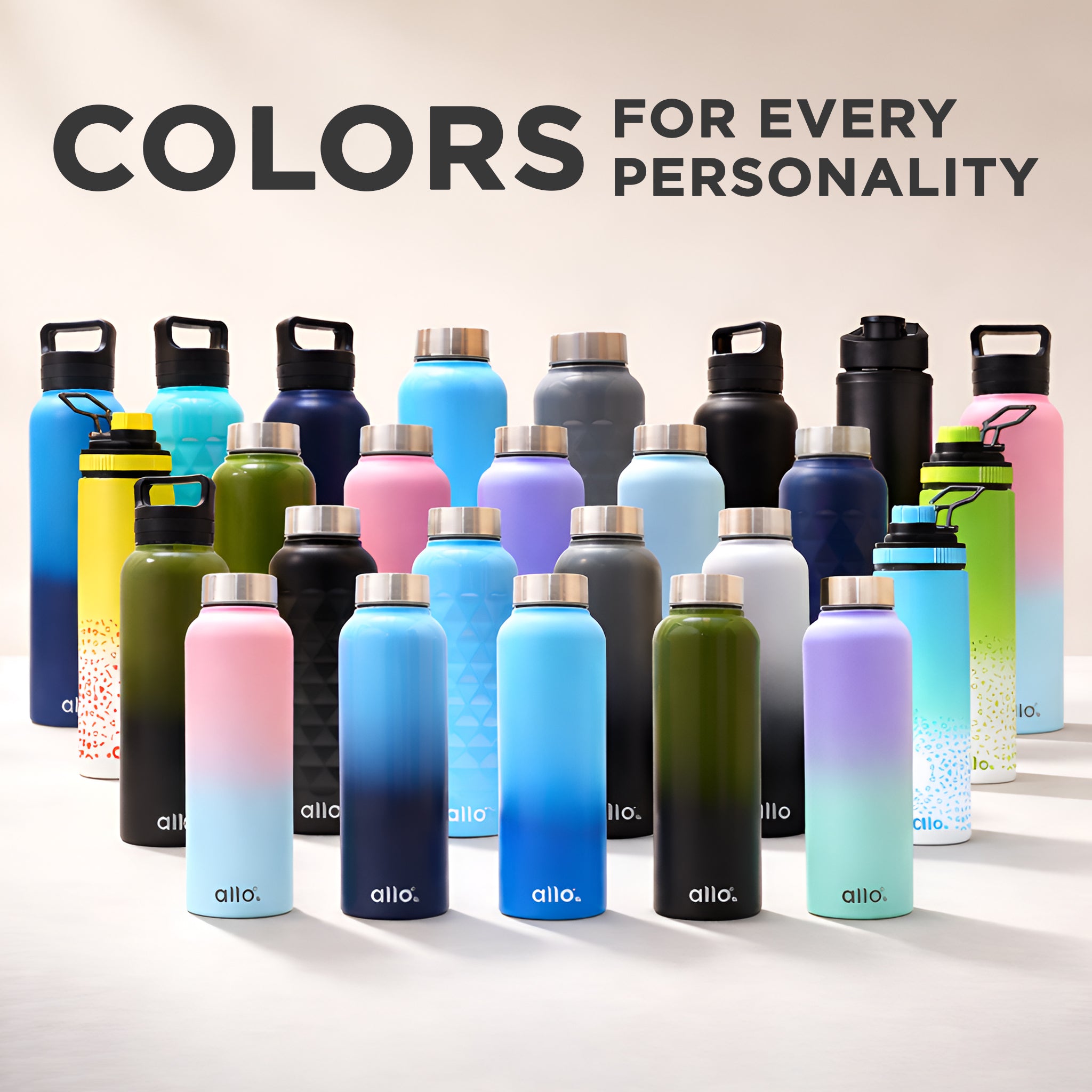 Allo Steel Water Bottles Stainless Steel Sipper Water Bottle for adults, kids 1 Litre Water Bottles for School, Office, Sports, Gym 1L Water Bottle for Men and women, Blue White 850ml