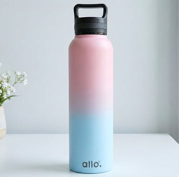 Allo Steel Water Bottles Stainless Steel Sipper Water Bottle for adults, kids 0.95 Litre Water Bottles for School, Office, Sports, Gym 950ML Water Bottle for Men and women, Pink & Baby Blue 950ml