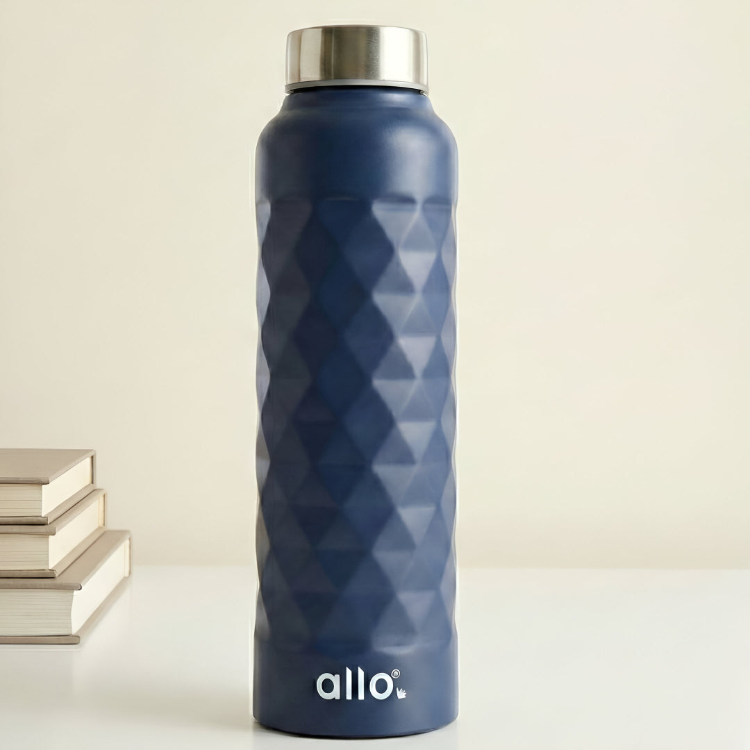 Allo Steel Water Bottles Stainless Steel Sipper Water Bottle for adults, kids 0.95 Litre Water Bottles for School, Office, Sports, Gym 950ML Water Bottle for Men and women, Royal Blue 950ml