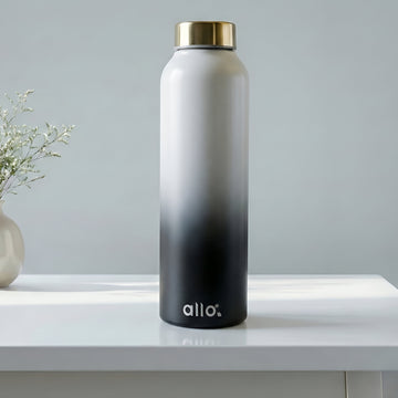 Allo Steel Water Bottles Stainless Steel Sipper Water Bottle for adults, kids 0.95 Litre Water Bottles for School, Office, Sports, Gym 950ML Water Bottle for Men and women, White & Black 950ml