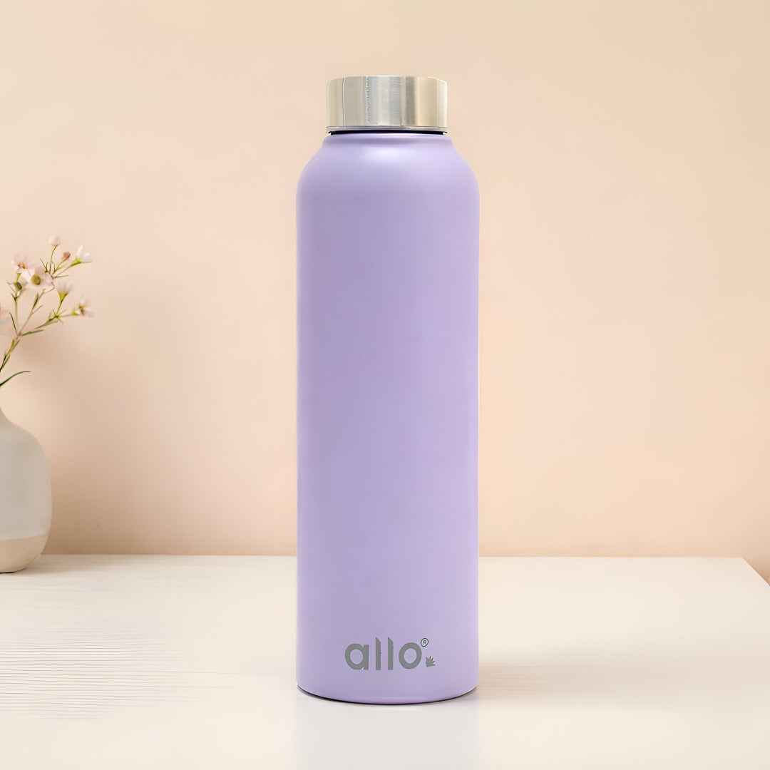 Allo Steel Water Bottles Stainless Steel Sipper Water Bottle for adults, kids 0.95 Litre Water Bottles for School, Office, Sports, Gym 950ML Water Bottle for Men and women, Lavender 950ml