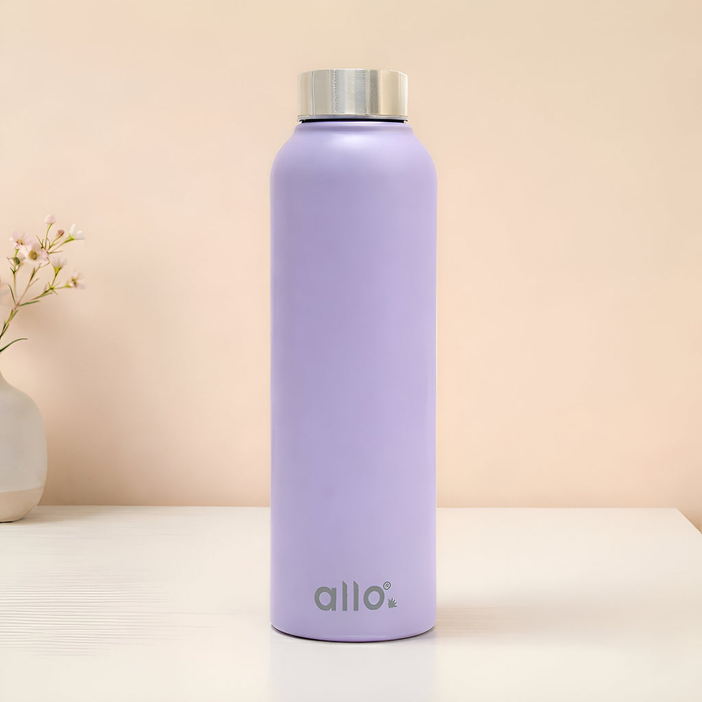 Allo Steel Water Bottles Stainless Steel Sipper Water Bottle for adults, kids 0.95 Litre Water Bottles for School, Office, Sports, Gym 950ML Water Bottle for Men and women, Lavender 950ml