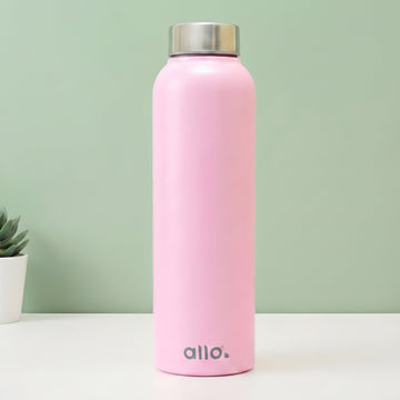 Allo Steel Water Bottles Stainless Steel Sipper Water Bottle for adults, kids 0.95 Litre Water Bottles for School, Office, Sports, Gym 950ML Water Bottle for Men and women, Pink 950ml