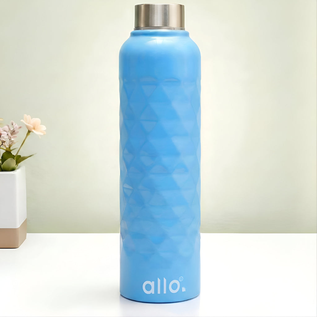 Allo Steel Water Bottles Stainless Steel Sipper Water Bottle for adults, kids 1 Litre Water Bottles for School, Office, Sports, Gym 1L Water Bottle for Men and women,True Blue 1000ml
