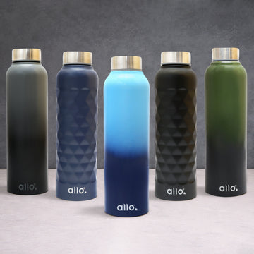 Allo Stainless Steel Water Bottle For Adults, Kids 0.95 Litre Water Bottles For School, Office, Sports, Gym 950ML Water Bottle For Men And Women, Pack Of 5 | Leak Proof & Bpa Free, Multicolour