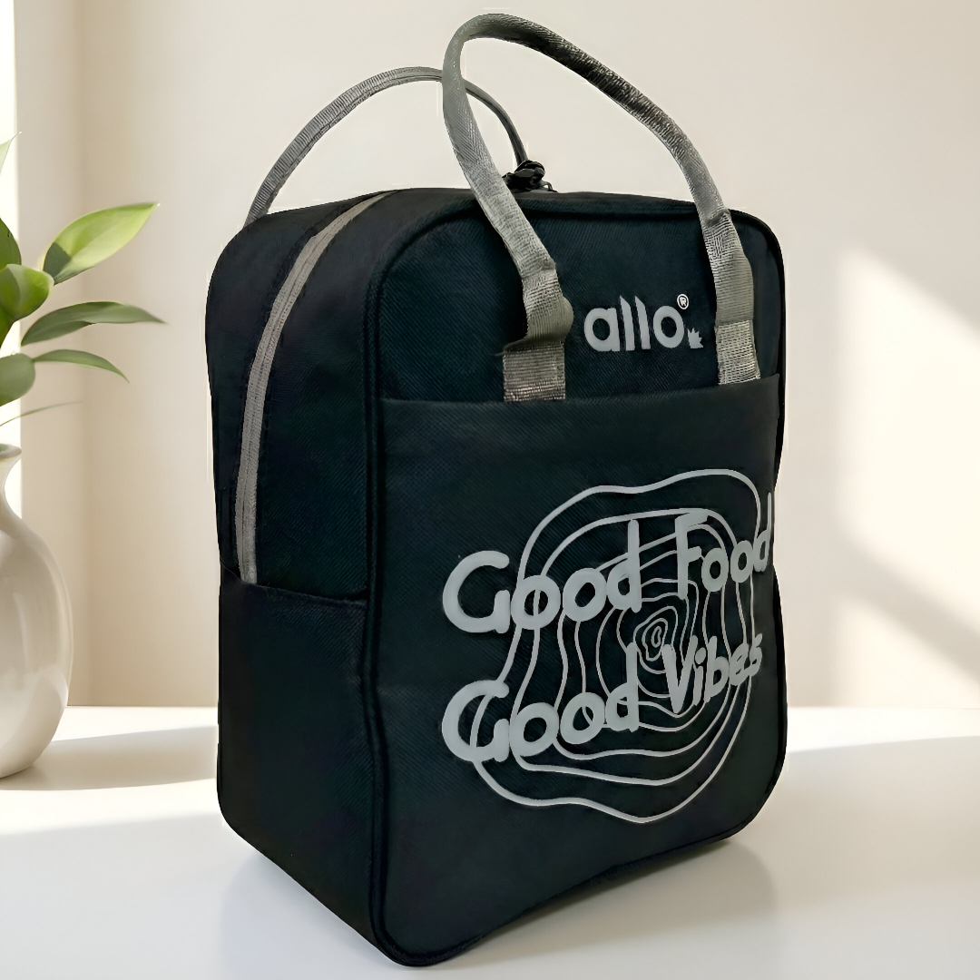 Allo Lunch Bag for Office, School & College, Washable Unisex Tiffin Bag for Men, Women & Kids, Lightweight, Leakproof, Water and Dust Resistant Multipurpose Lunch Bag, Grey (GFGV)