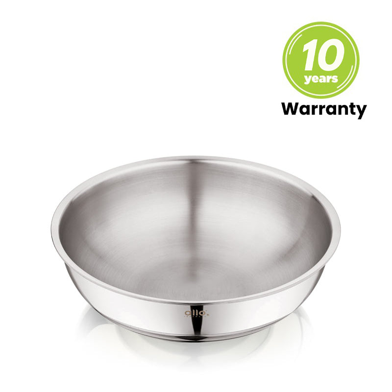 Allo Triply Stainless Steel Tasla|Ideal Tasla for Curry/Stir-Fry/Deep-Fry/DryVeg/Saut Induction Friendly, Heavy Base Kadhai Naturally Non-Stick | Set of 3Pcs 1.2Ltr, 1.5Ltr, 2Ltr | 10 Years Warranty